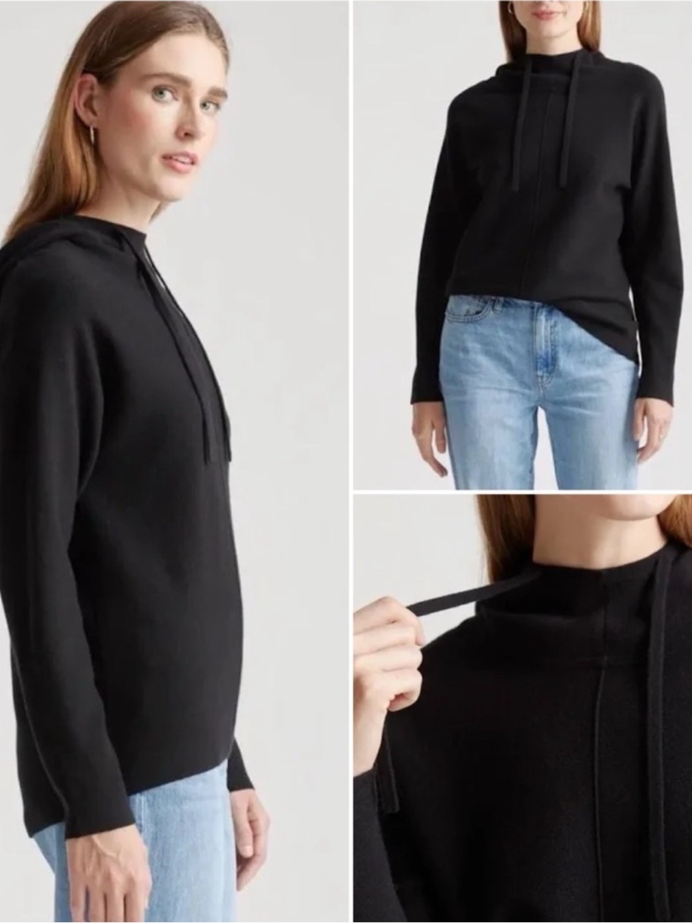 Quince Eco-Knit Milano Stitch Pullover Hoodie in Black Size Small